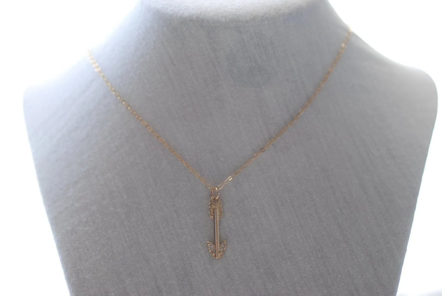 Wholesale Gold Arrow Necklace - tip with crystals,22k gold Arrow, Dainty Arrow Necklace, Crystal Arrow Necklace,bow and arrow