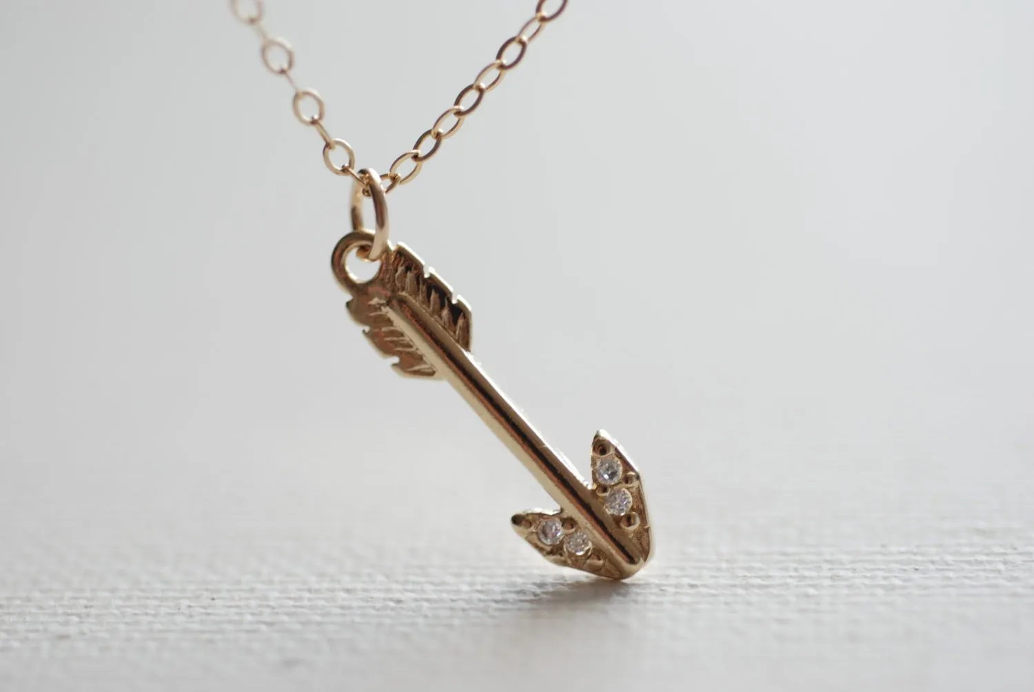 Wholesale Gold Arrow Necklace - tip with crystals,22k gold Arrow, Dainty Arrow Necklace, Crystal Arrow Necklace,bow and arrow