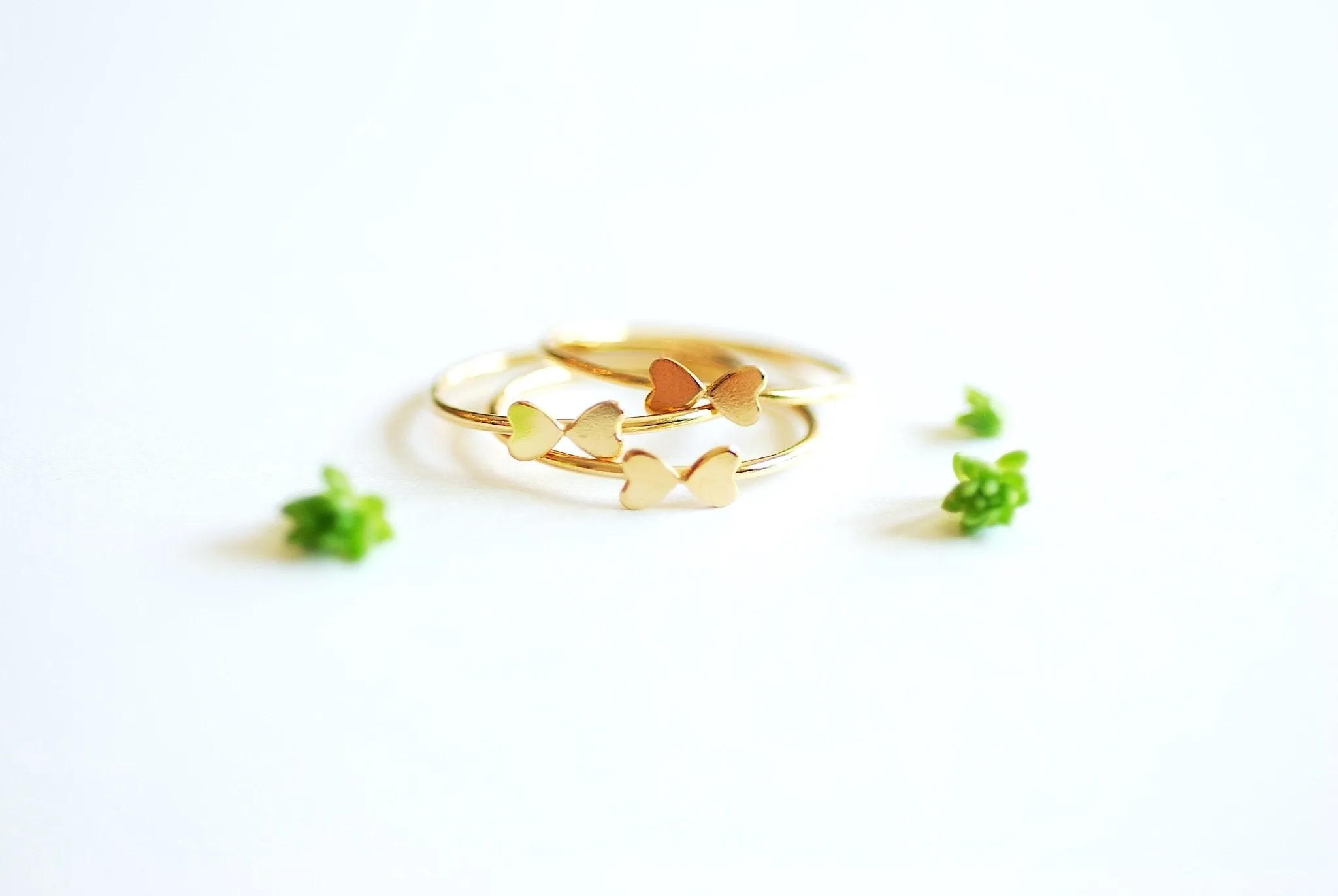 Wholesale Heart Bow 14k Gold Filled Stacking Ring - Minimalist Everyday 14k yellow gold fill knuckle ring, midi ring, flower ring, dainty ring [20]