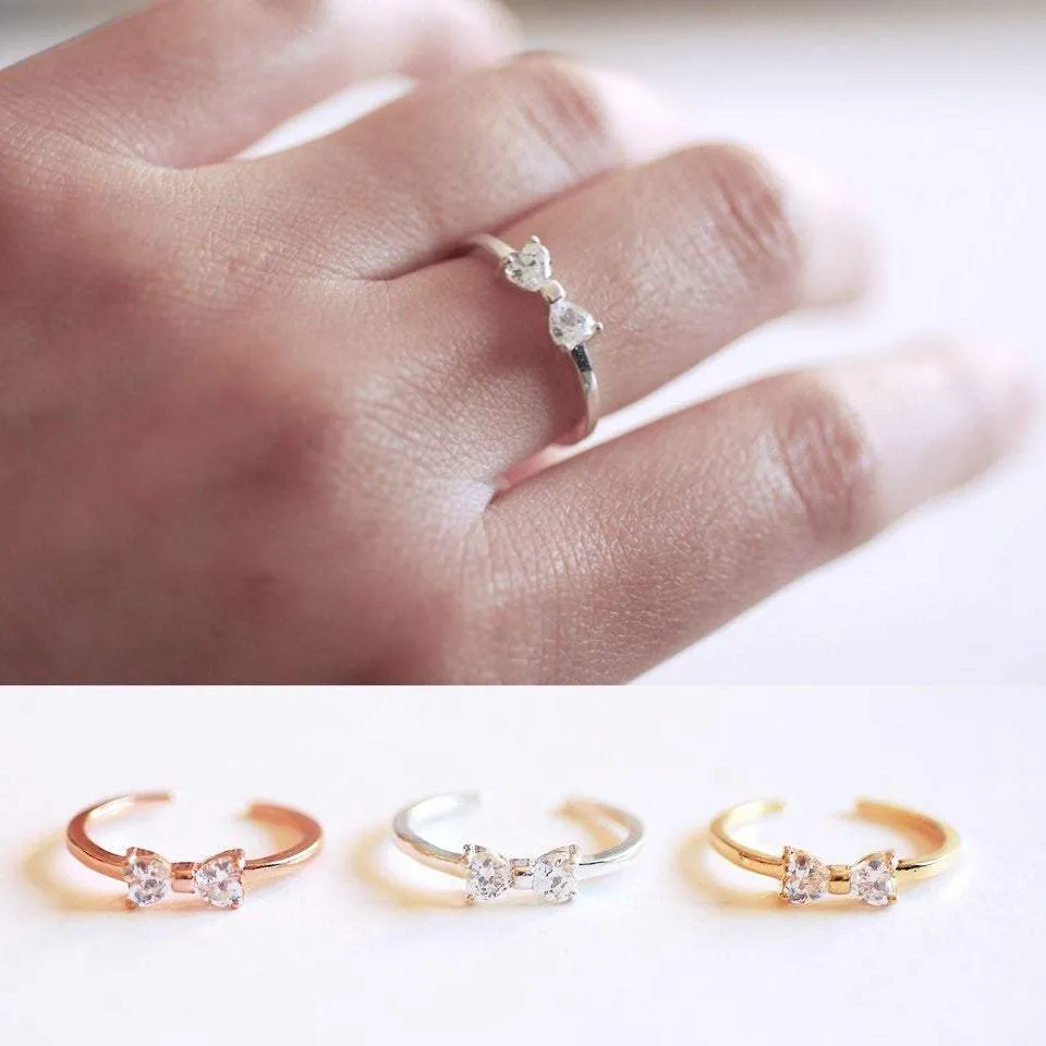 Wholesale Sterling Silver Bow Ring- 925 Adjustable Ring, CZ Crystal Ring, Infinity Ring, Dainty Bow Ring, love knot ring, Pave Ring