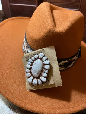 XL Dusty white Turquoise clay hand painted HAT PIN